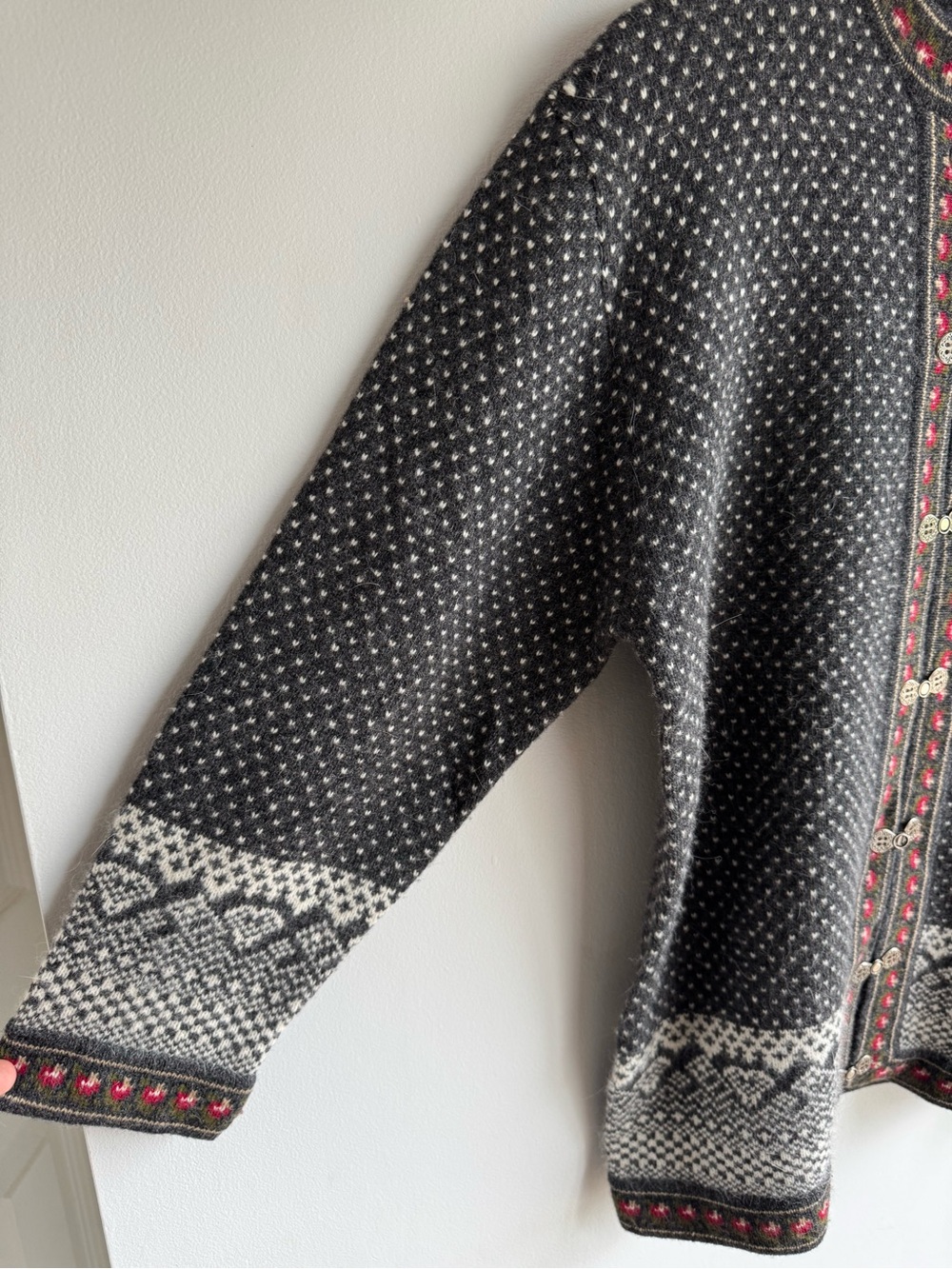 Tristan Iseut Lambswool Angora Fair Isle Cardigan Sweater Sz S Nordic Apres Ski - Picture 5 of 12